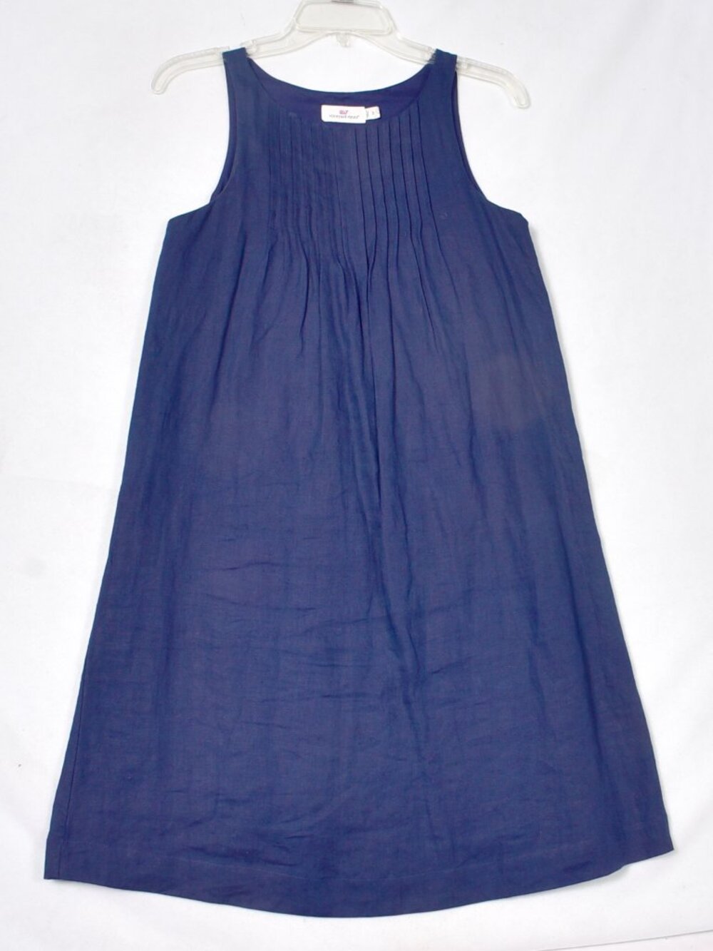 Vineyard Vines Linen Pintuck Swing Dress Size 2 Navy Blue Linen Cotton Women's